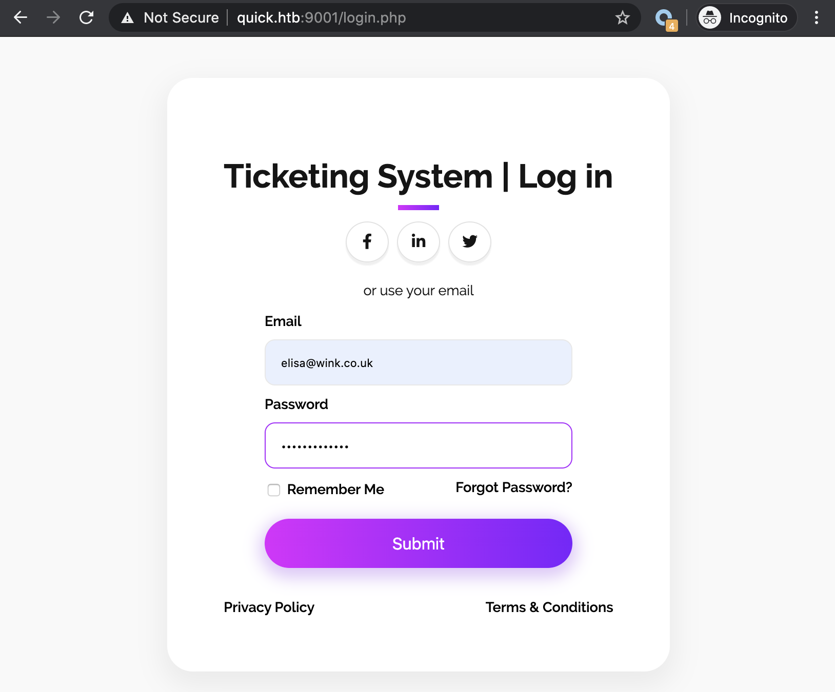 quick login page elisa