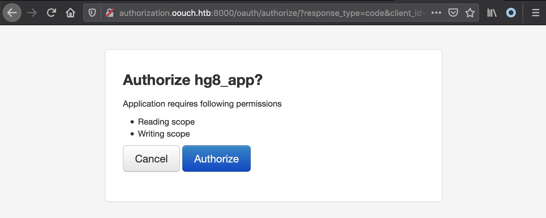 oouch oauth app authorize