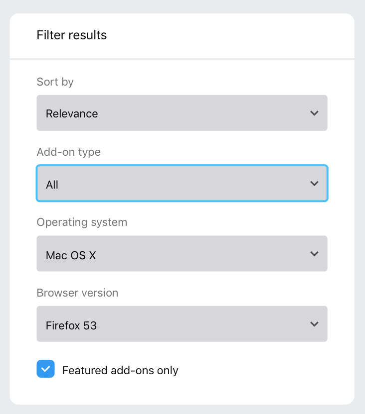 Implement new Search Sort widget · Issue #10673 · mozilla/addons · GitHub