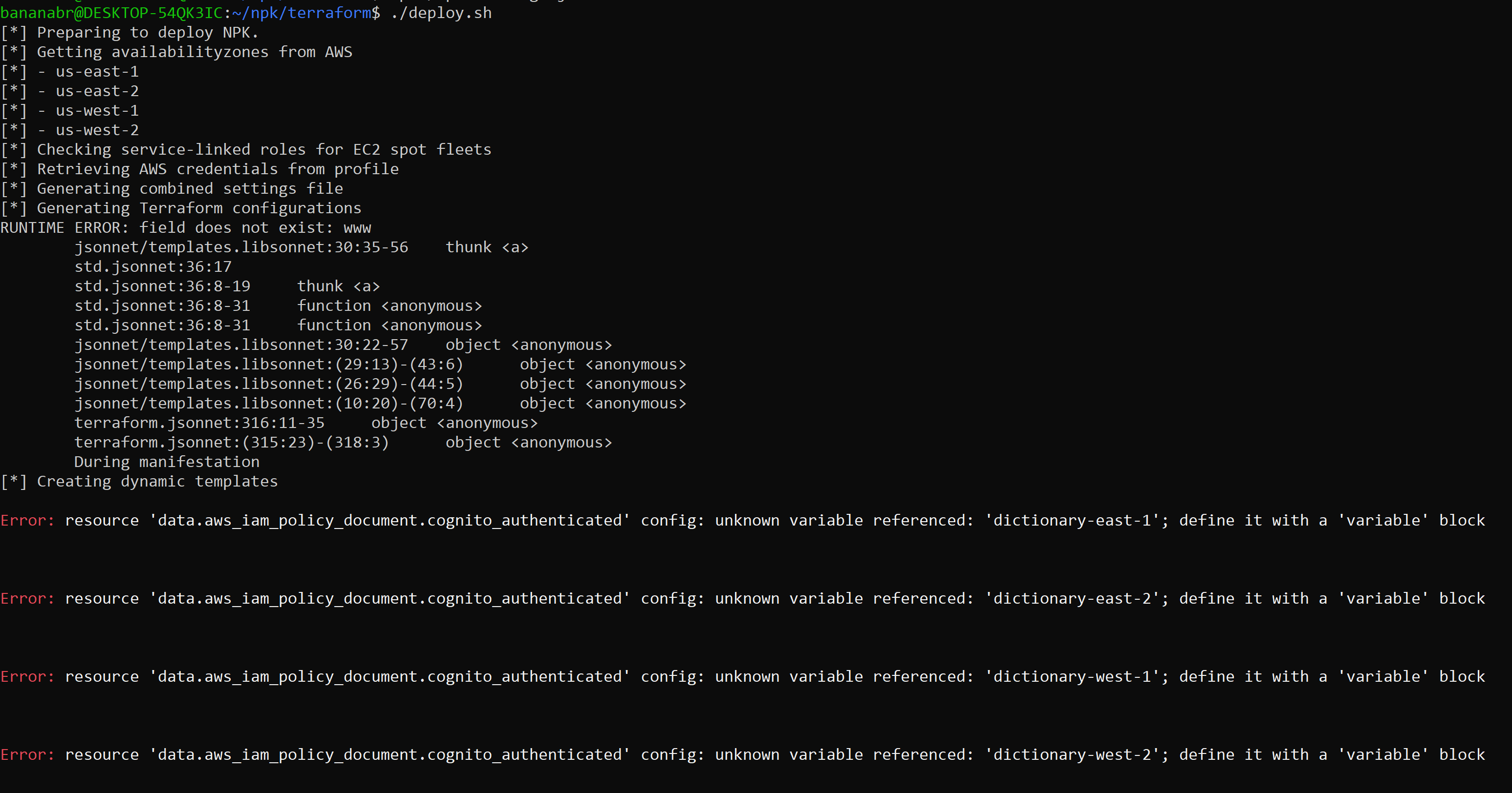 deploy.sh results in many "Reference to undeclared resource" · Issue