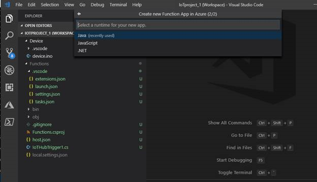 Additional runtime selection window popup when deploy a function app to ...