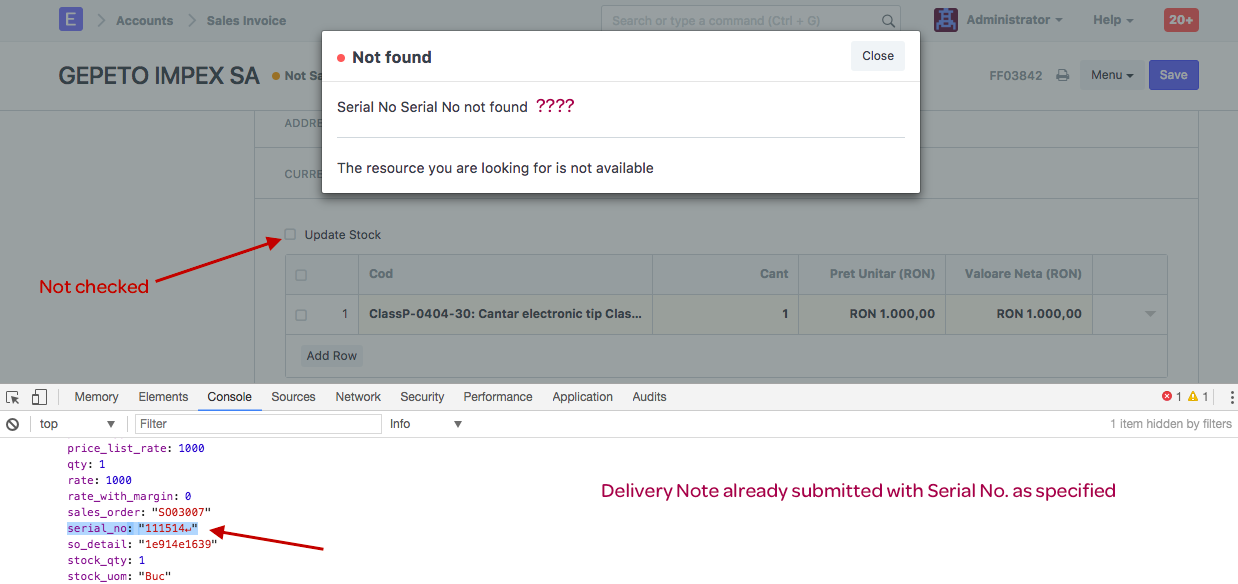 Error message on Sales Invoice submission · Issue #9703 · frappe ...