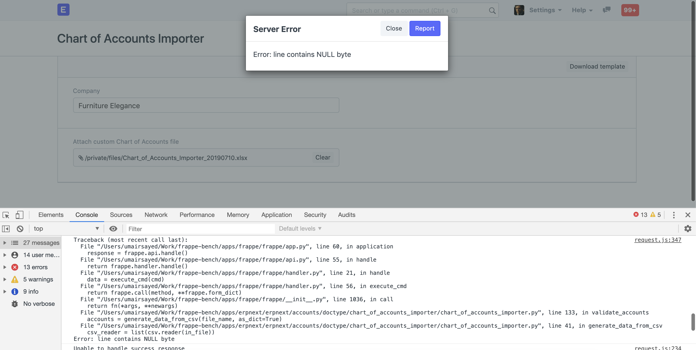 Error when importing Chart of Accounts · Issue 18214 · frappe/erpnext