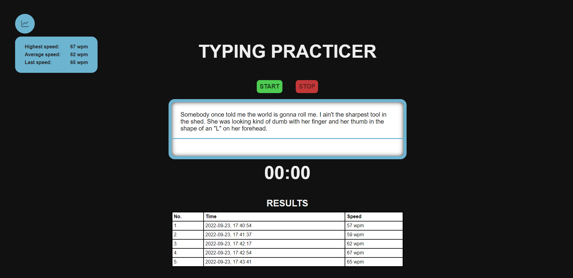 GitHub - aliceakesson/Typing-Practicer: A web-based program to test ...