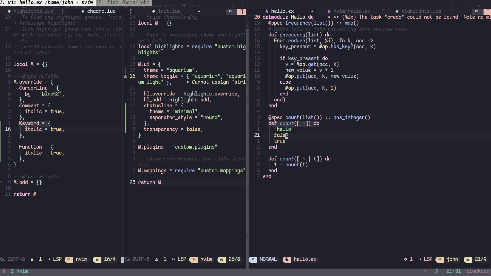 Italics Support not working in Elixir Files · Issue 209 · NvChad
