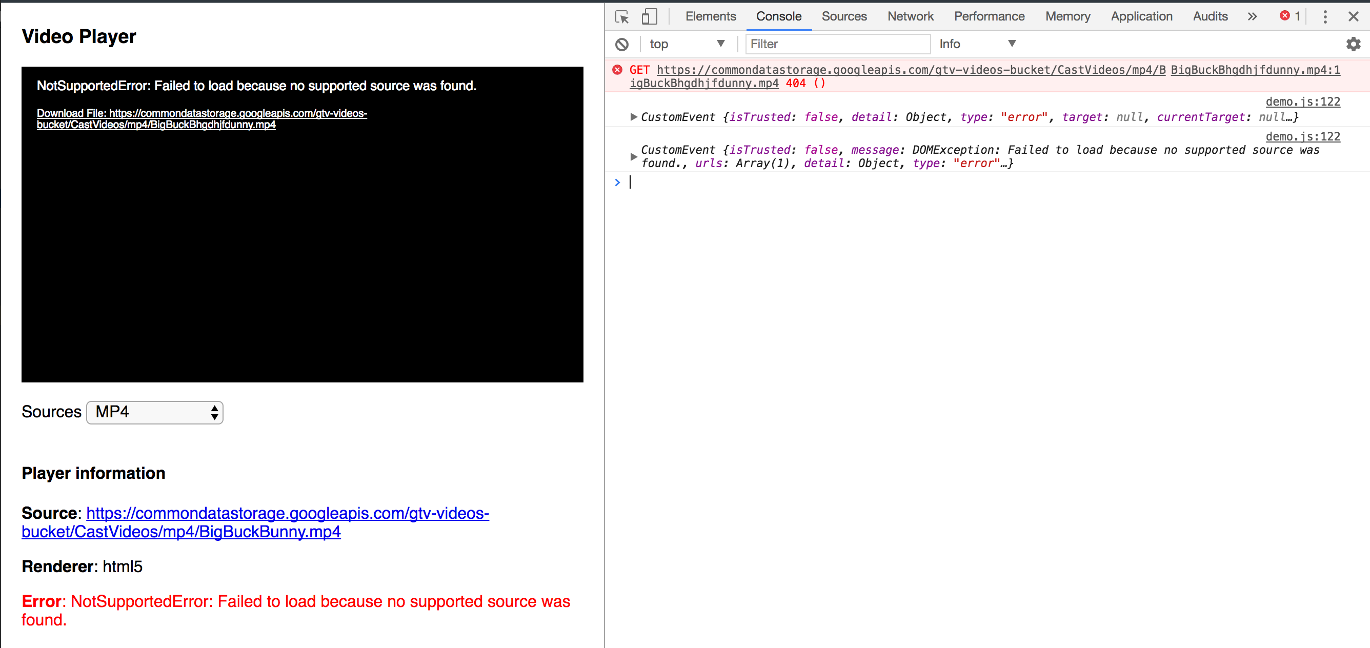 Collecting info on error callback · Issue 2281 · mediaelement