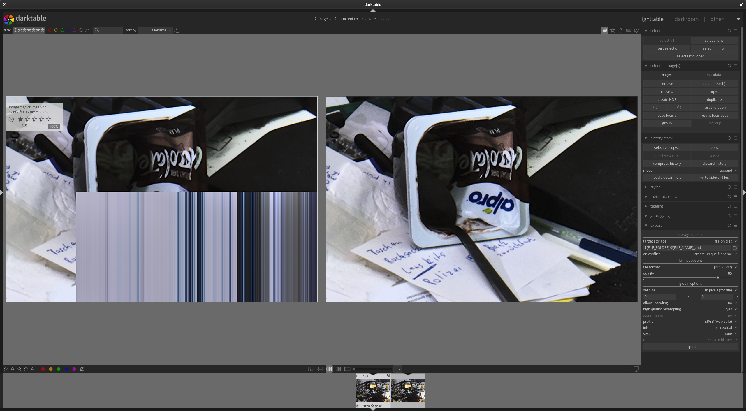 Image preview glitched in lighttable culling layout at 100 · Issue