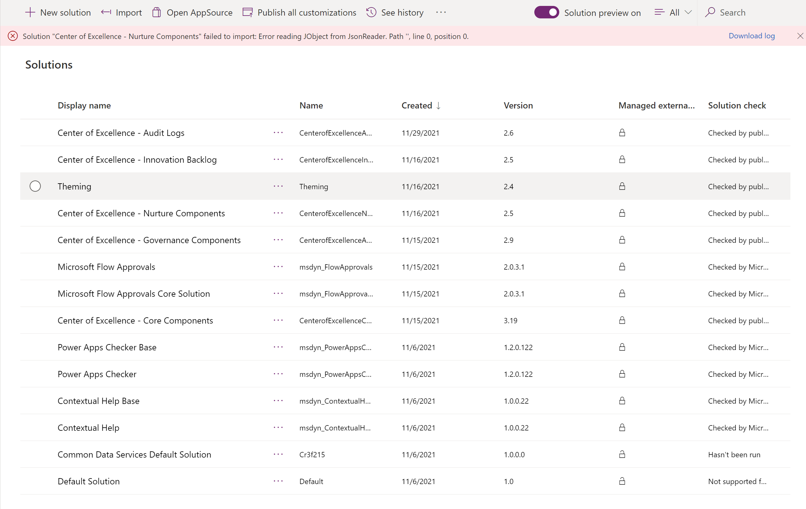 [CoE Starter Kit - BUG] Nurture Solution failed to import · Issue #1705 ...