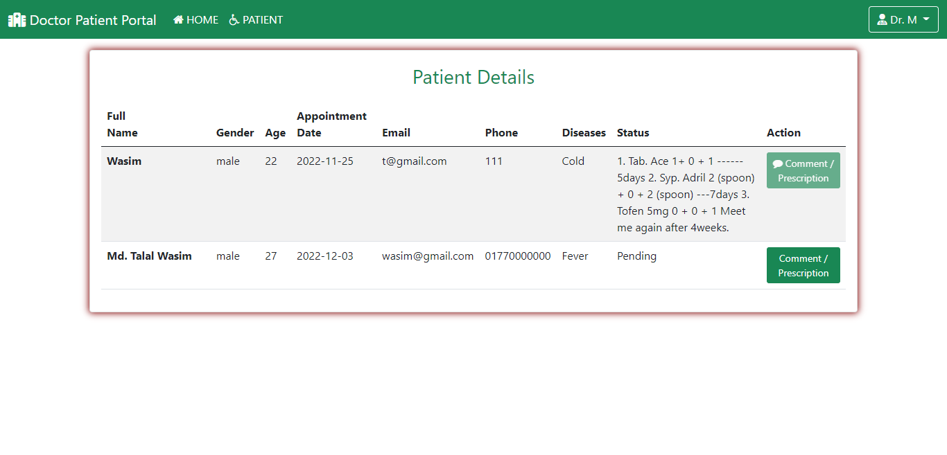 3 2 Doctor view Patient Appointment