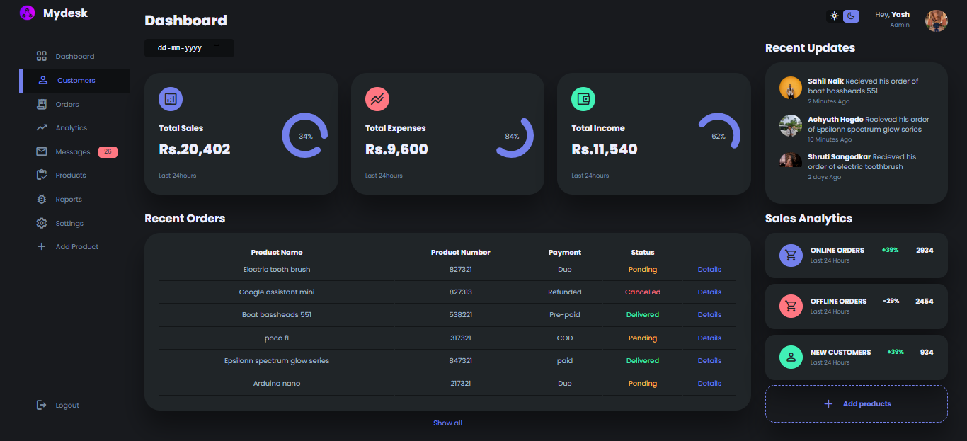 GitHub - RivYash/frontend-dashboard