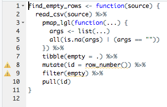 Occasional spurious warnings about column names being undefined symbols ...