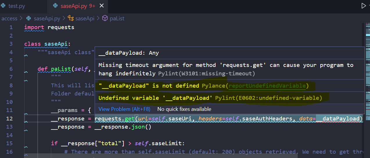 "__dataPayload" is not defined (PylancereportUndefinedVariable) · Issue ...