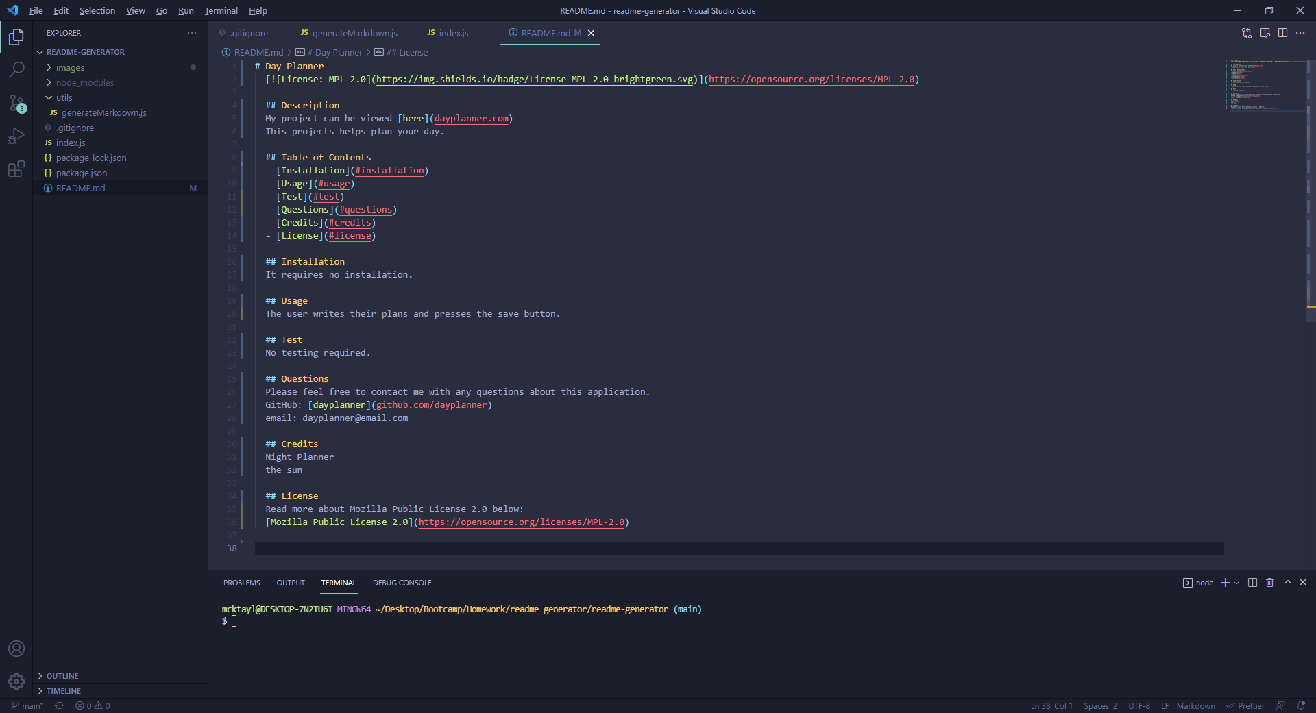 GitHub - mcktayl/readme-generator