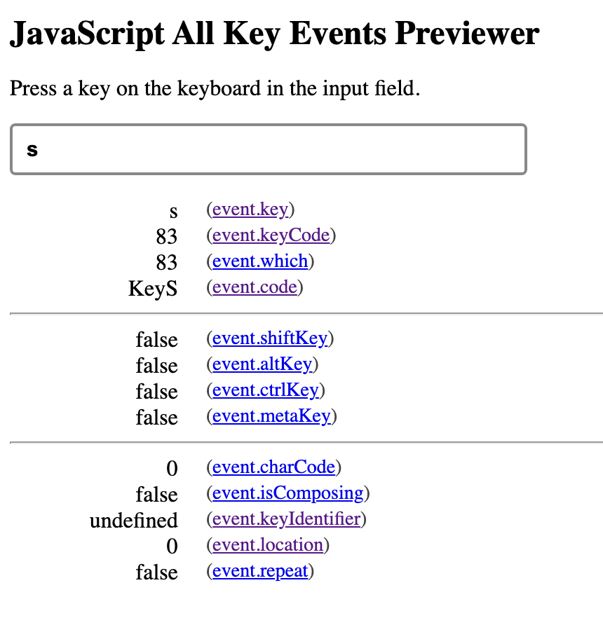 GitHub - exis9/JavaScript-event.key-event.keyCode-Previewer: JavaScript ...