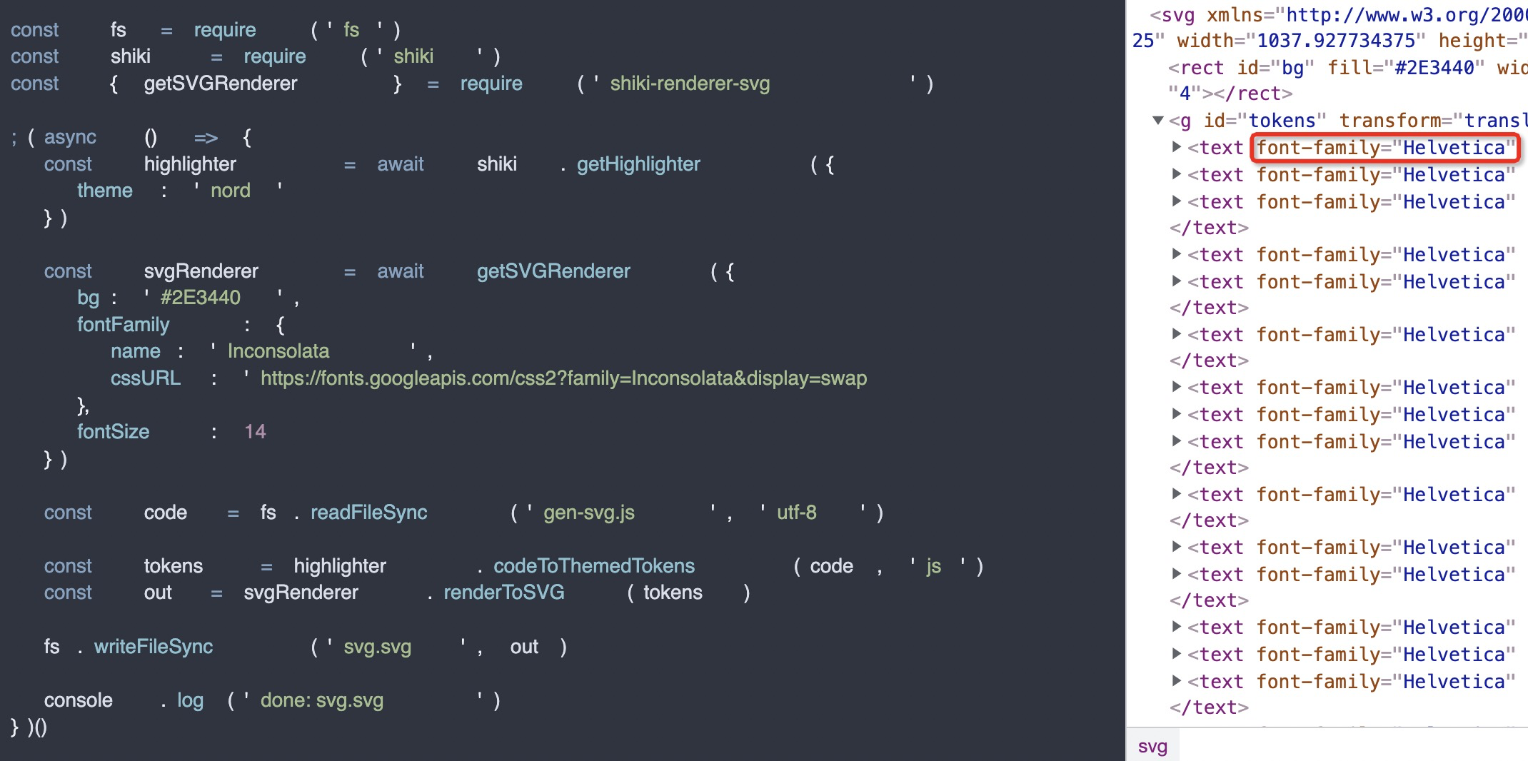 SVG renderer generates svg with wrong offsets when using proportional ...