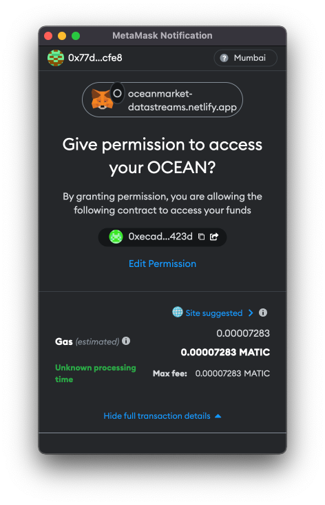 MetaMask Permission Request