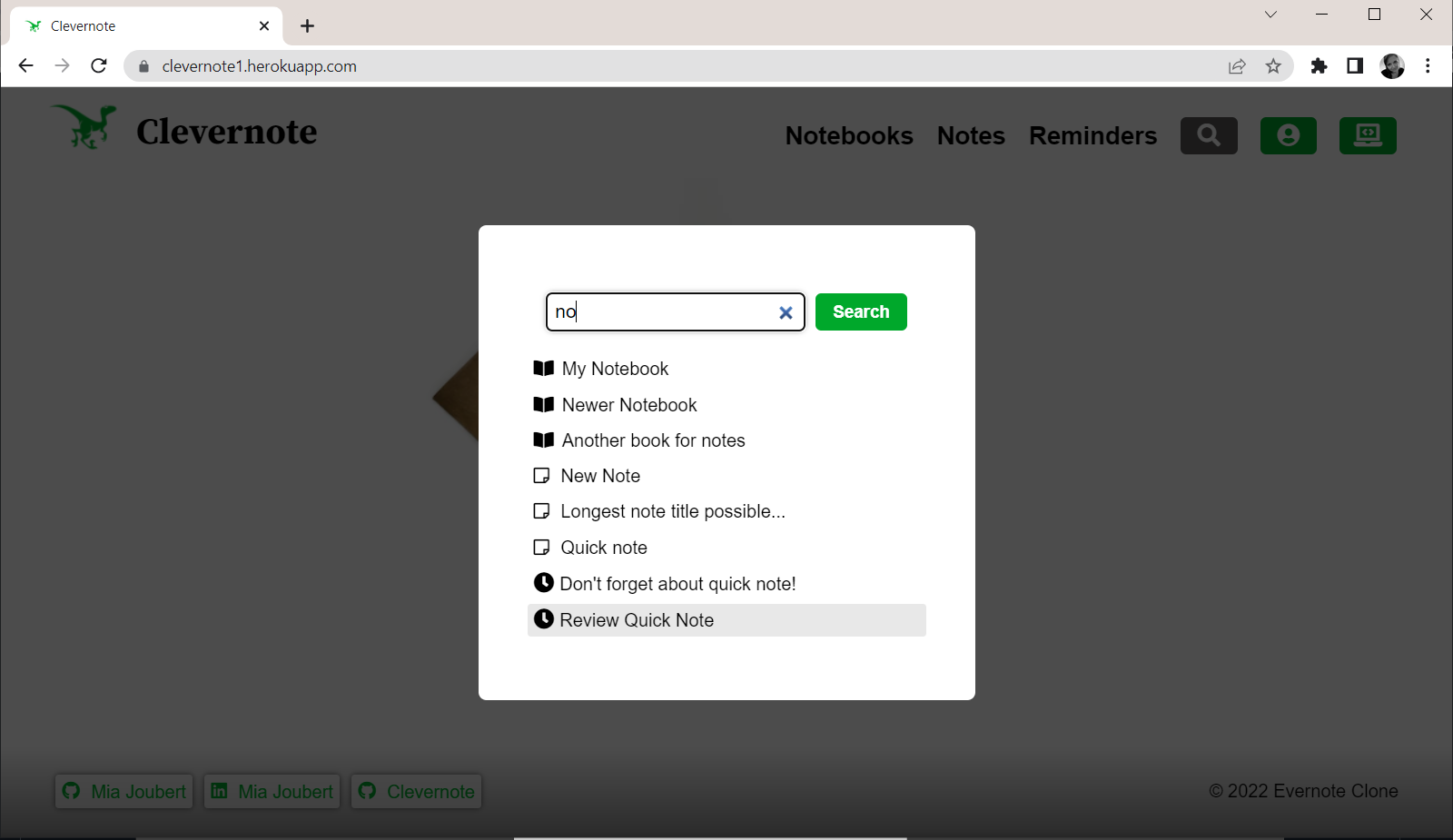 GitHub - miajoubert/clevernote-project: React solo project, full-stack ...