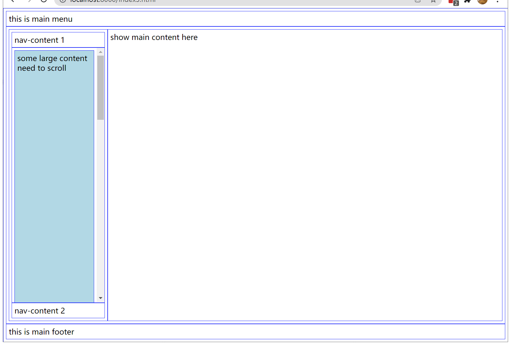 An old question: scroll overflow content in a flex-grow container ...