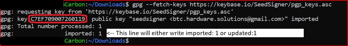 SS - Keybase PubKey import with Fingerprint shown (New import or update of the key)