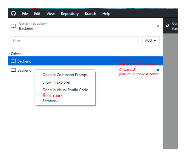 Feature request: allow items in "Current repository" list to be named ...