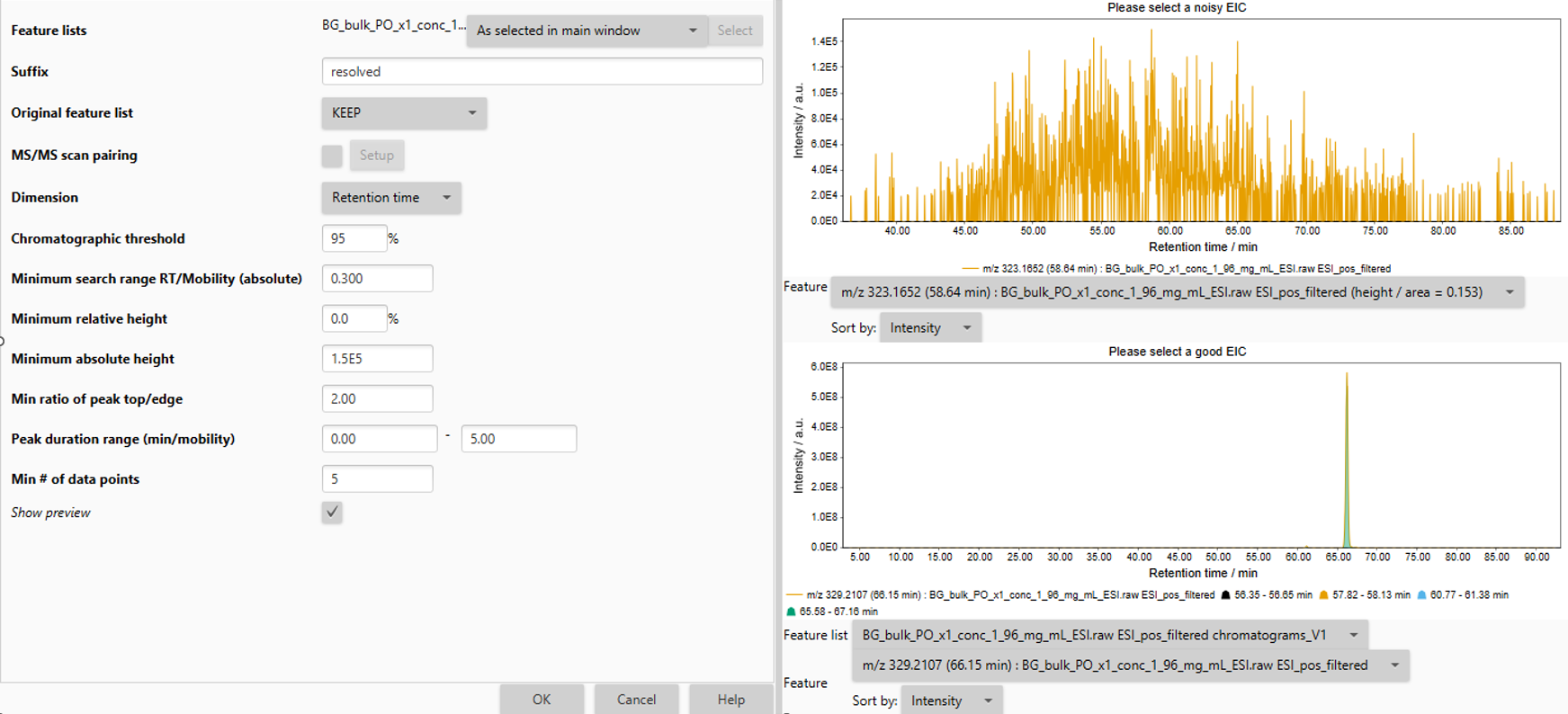 Chromatogram resolver in MZMine 3 · Issue 1227 · mzmine/mzmine3 · GitHub