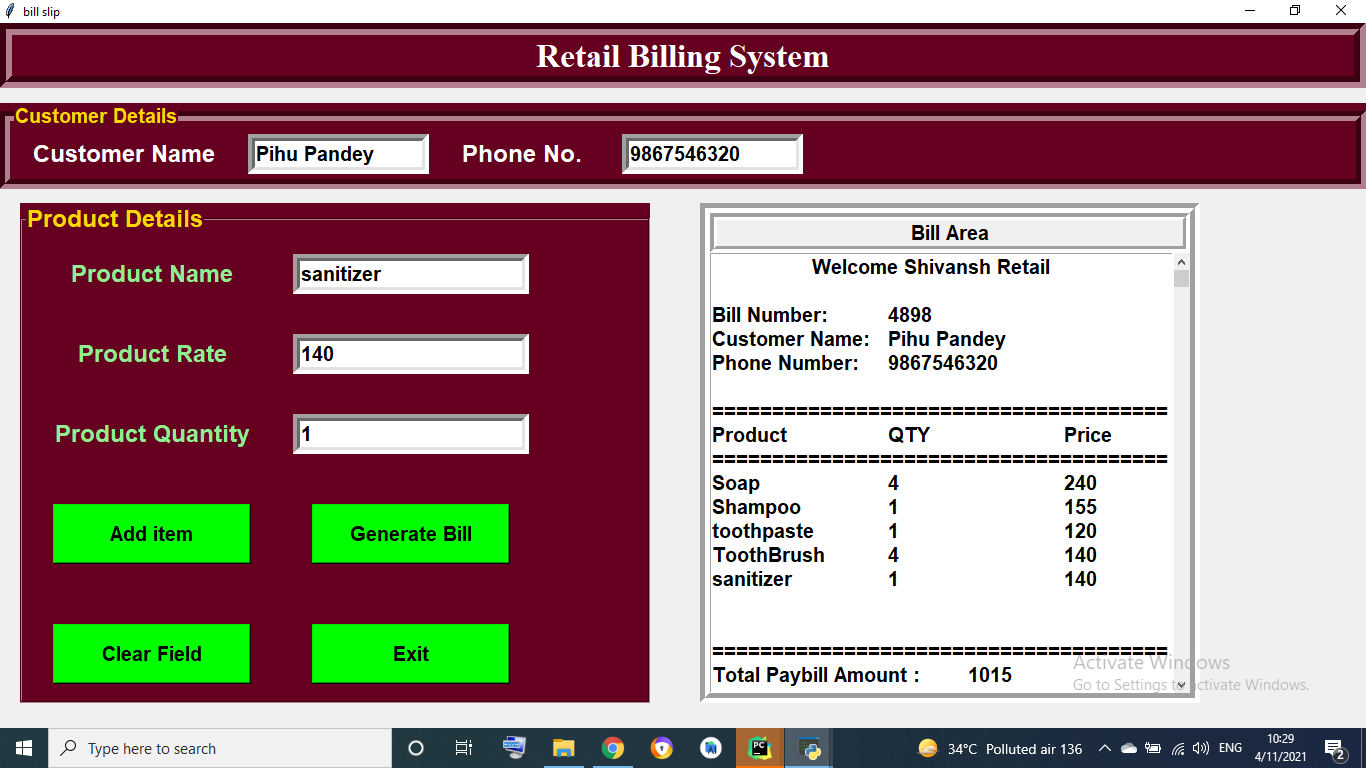 GitHub - prernask/Retail-billing-System: Billing Software System for ...