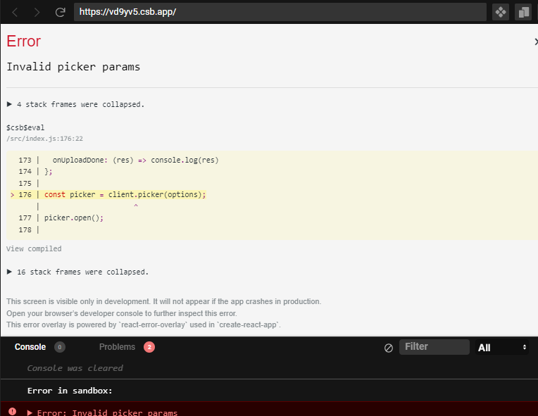 Picker throws validation errors when only customSource is passed to