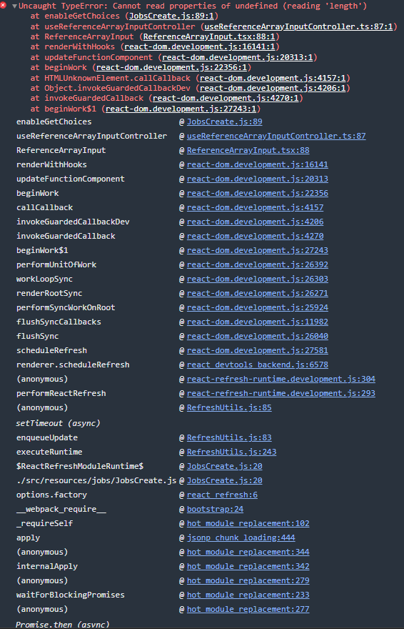 enableGetChoices={({ q }) => q.length >= 2} error Cannot read