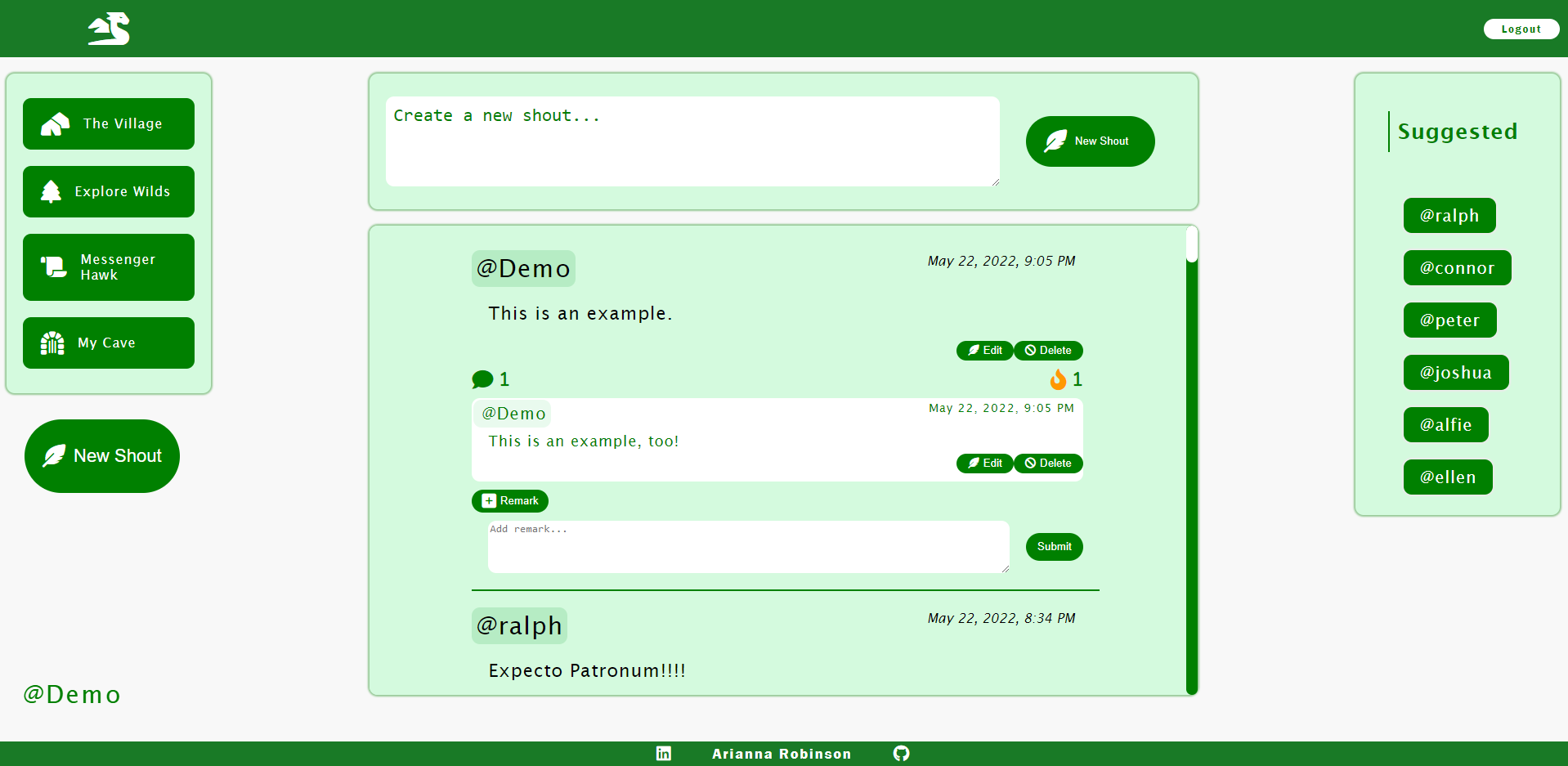 GitHub - AriannaNRobinson/Ember: Twitter clone!