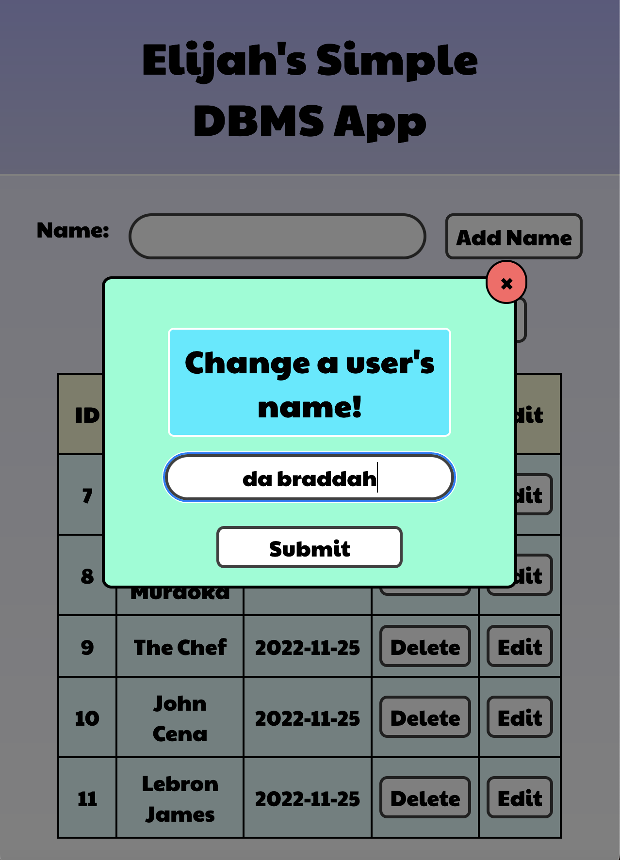 GitHub - elijahmuraoka/SimpleDBMS-FullStack