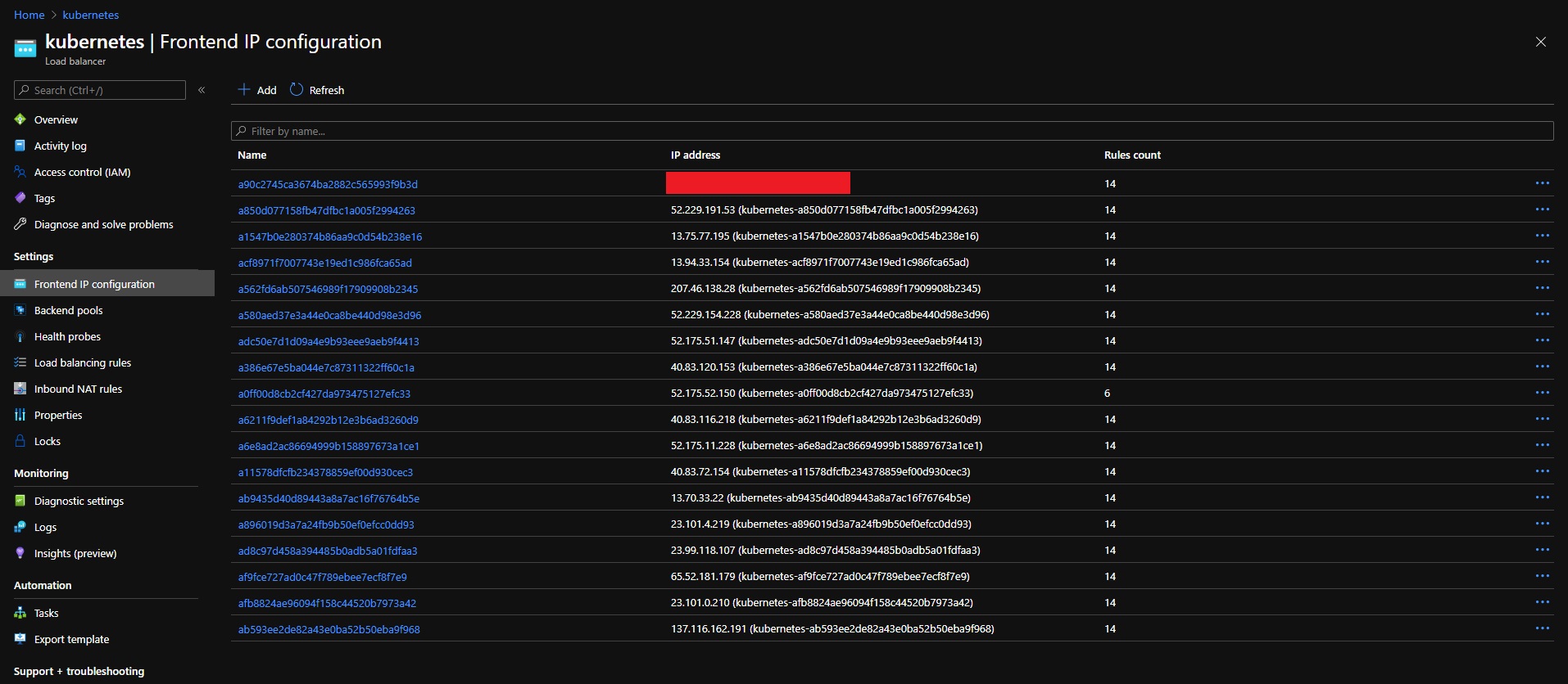 Uncleaned Load balancer rules on managed AKS cluster with Azure CNI ...