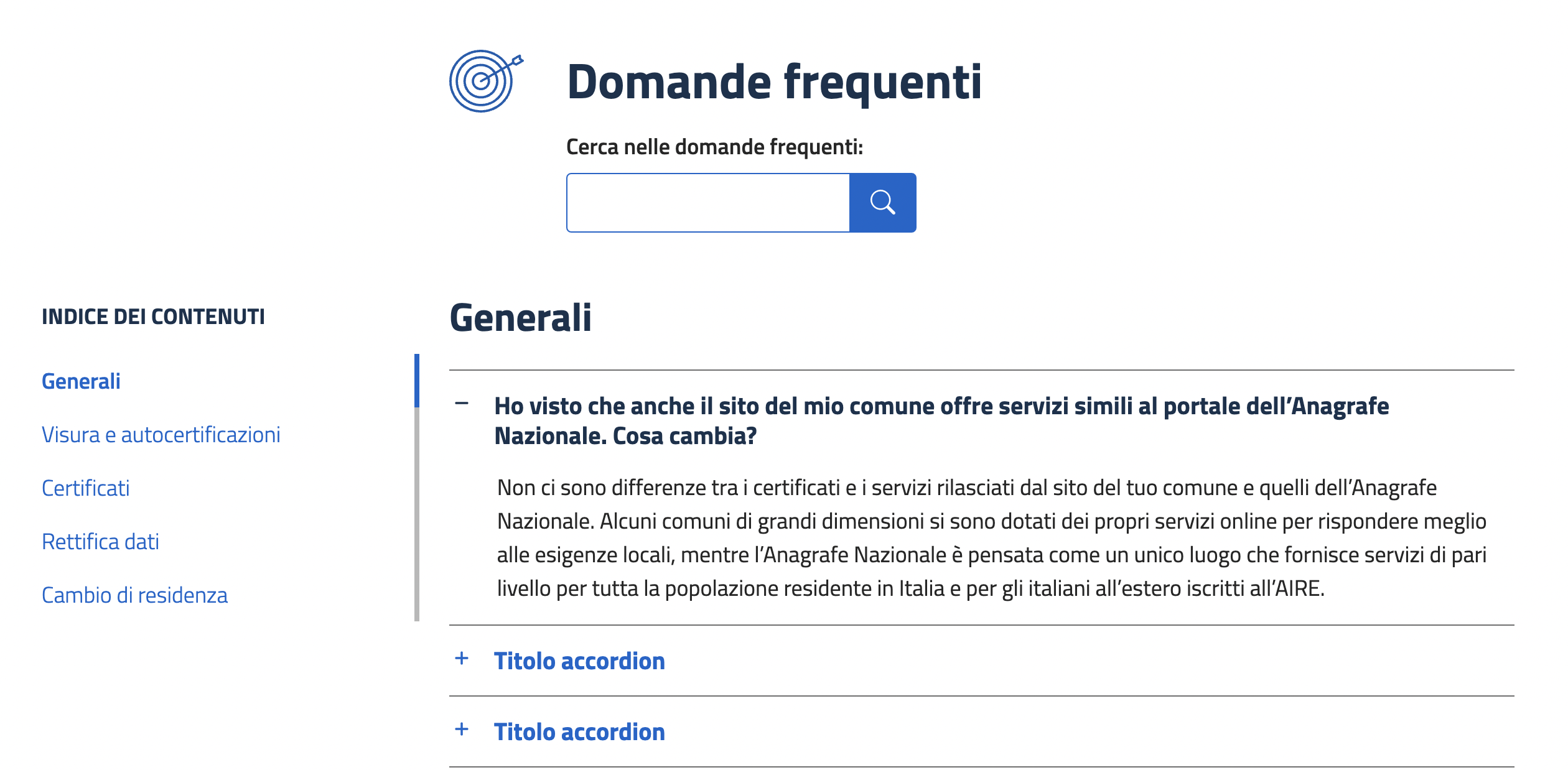 [v2] DOMANDE FREQUENTI accordion già aperti, colore disattivo · Issue 71 · teamdigitale