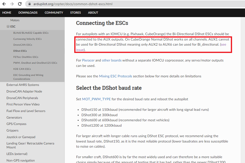 Error regarding BDSHOT on Aux1 · Issue 5133 · ArduPilot/ardupilot_wiki
