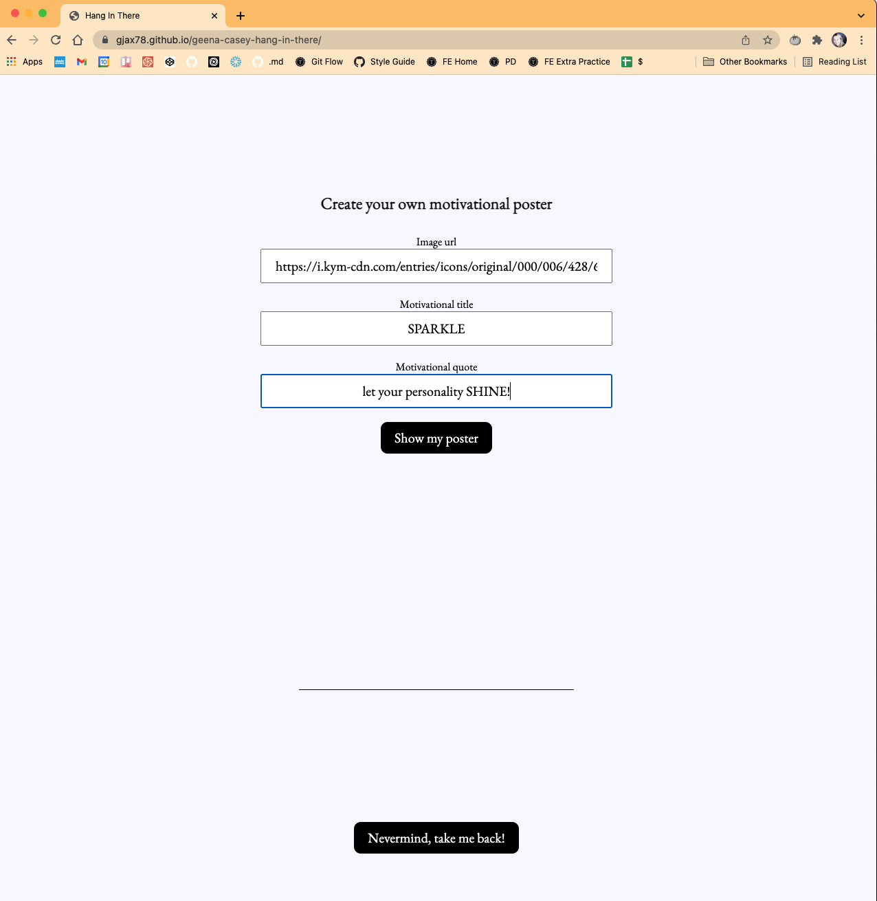GitHub - gjax78/geena-casey-hang-in-there: Mod 1 FE paired project ...