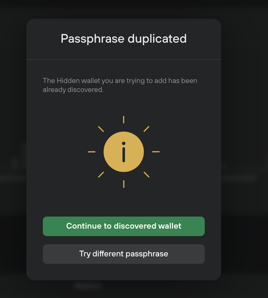 Standard wallet labeled as Hidden wallet when empty passphrase is