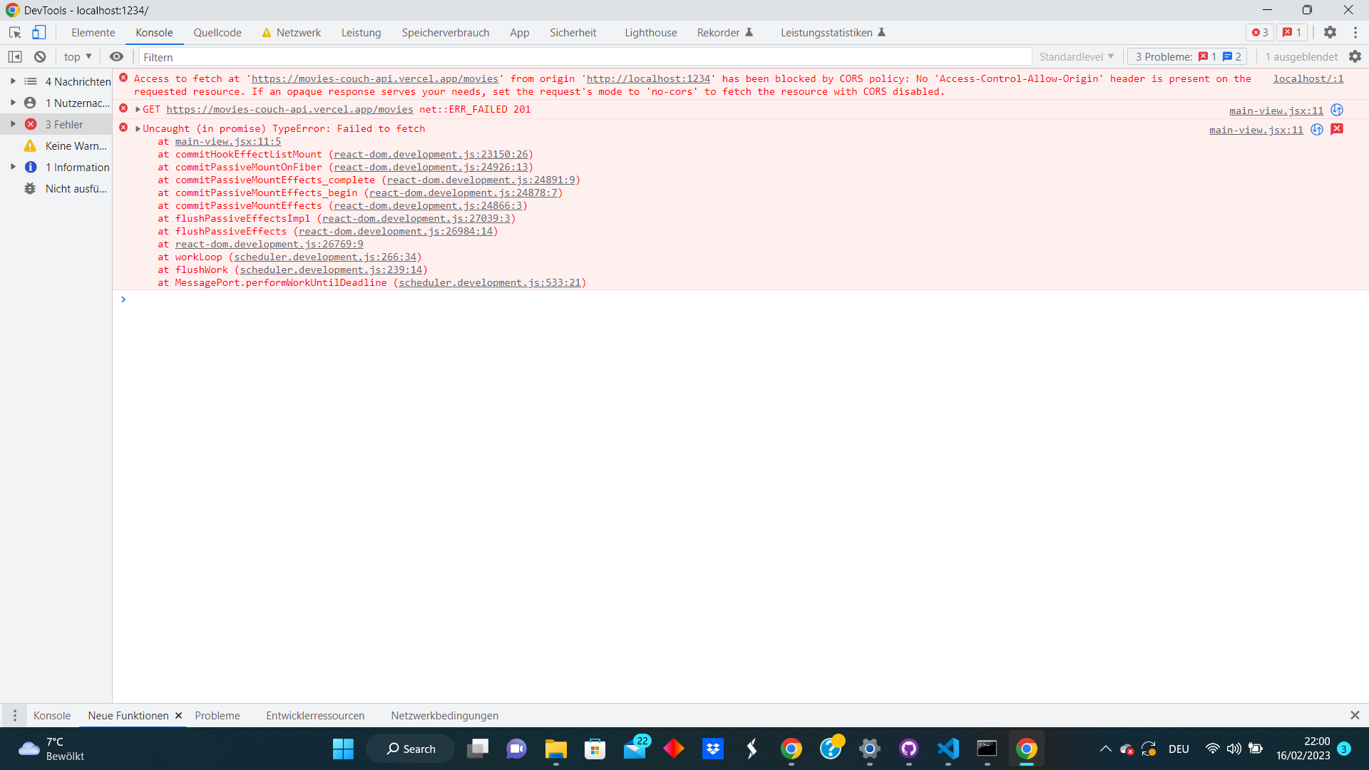 I have an API for my App and it displays me in localhost:1234 Unhadled ...
