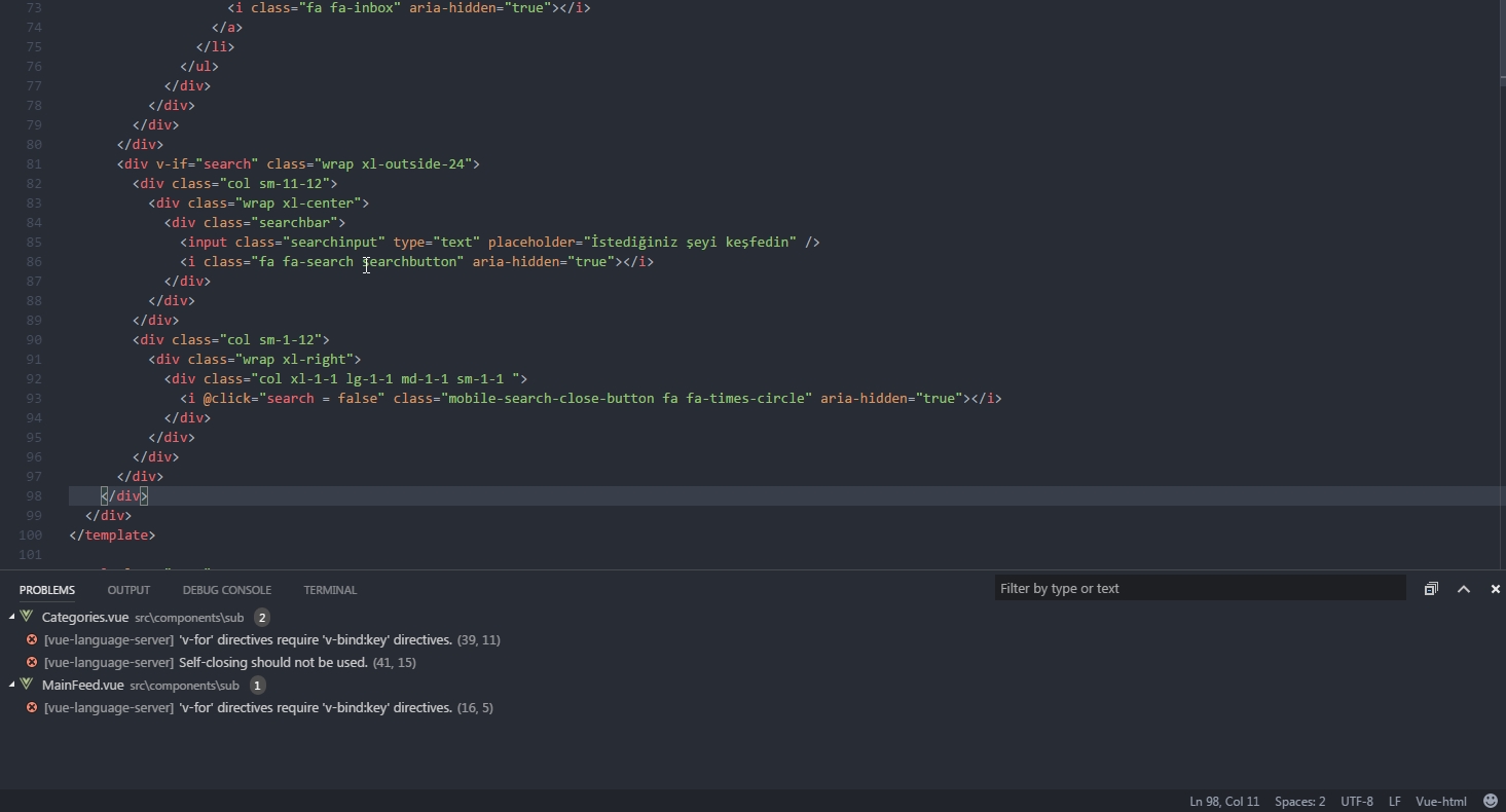 Eslint Error Line · Issue #270 · vuejs/vetur · GitHub