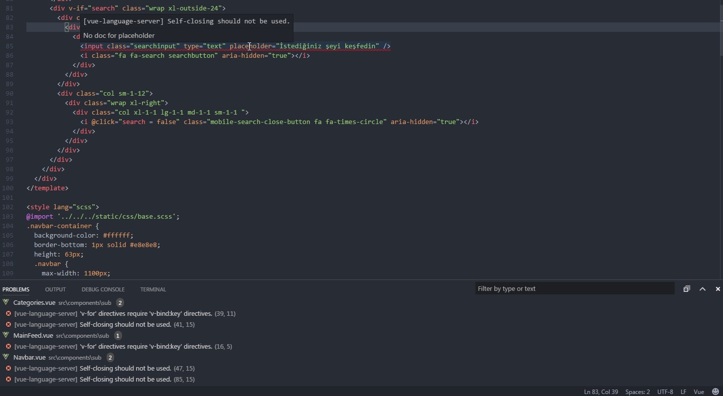 Eslint Error Line · Issue #270 · vuejs/vetur · GitHub