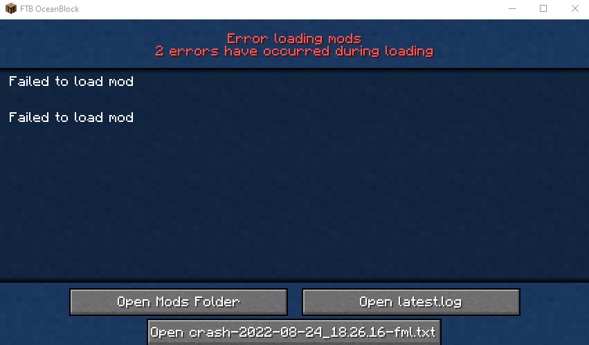 FTB App Import causing launching issues with FTB Oceanblock version 1. ...