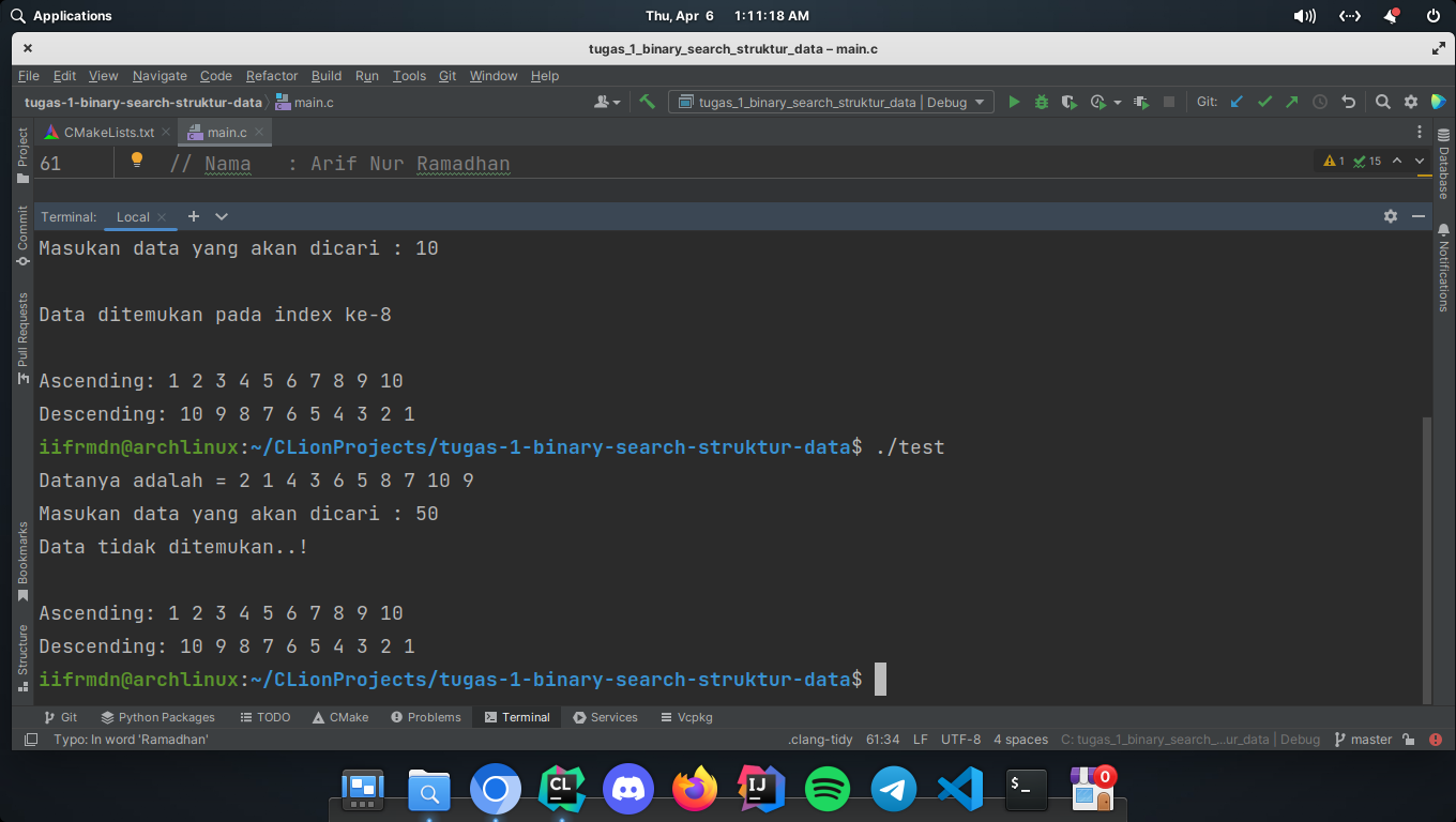 Github Arifnrrmdn Tugas 1 Binary Search