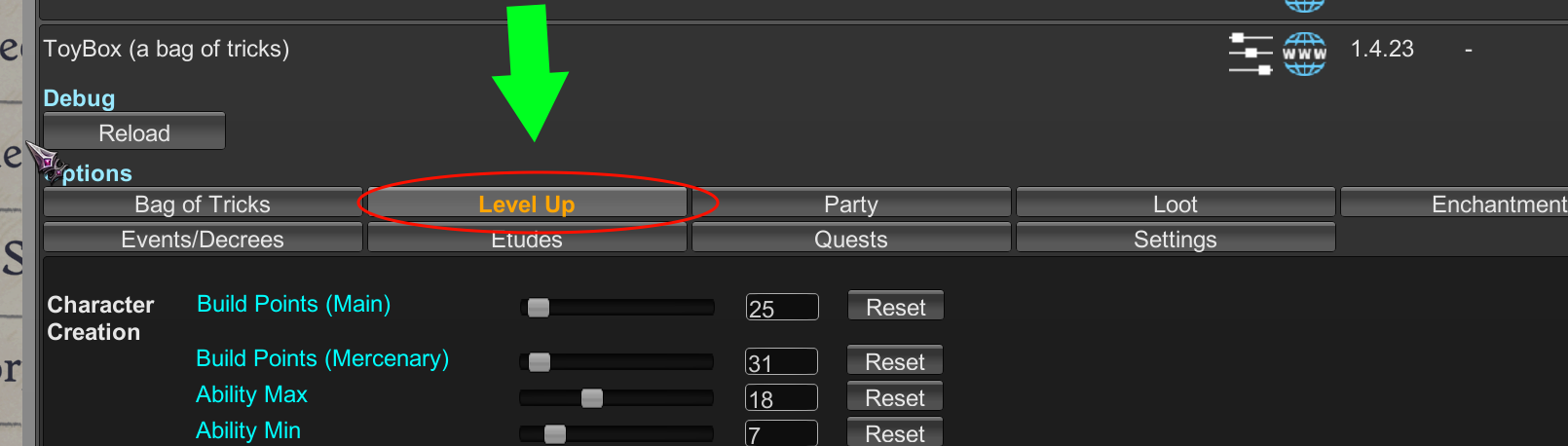 Level Up Tab