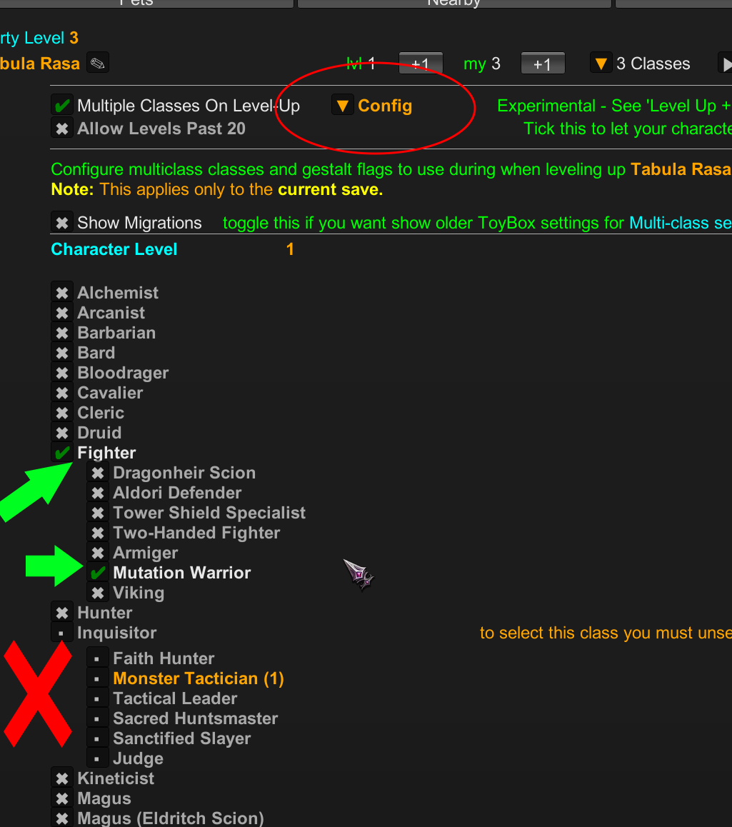 Multiclass Config Party Tab
