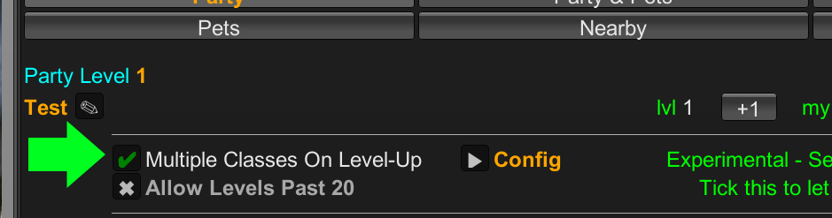 KC Multiclass Party Tab
