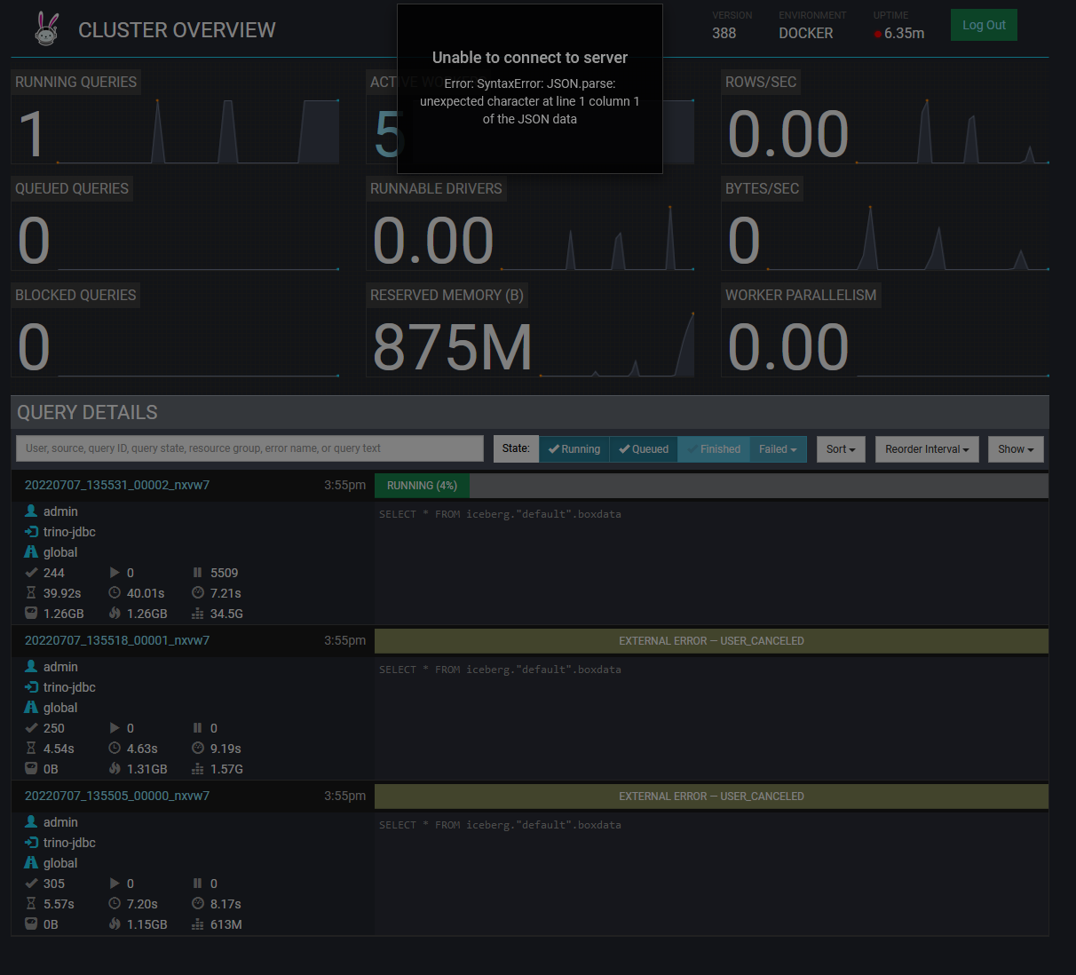 Trino Coordinator gets OOMkilled by querying large iceberg table with