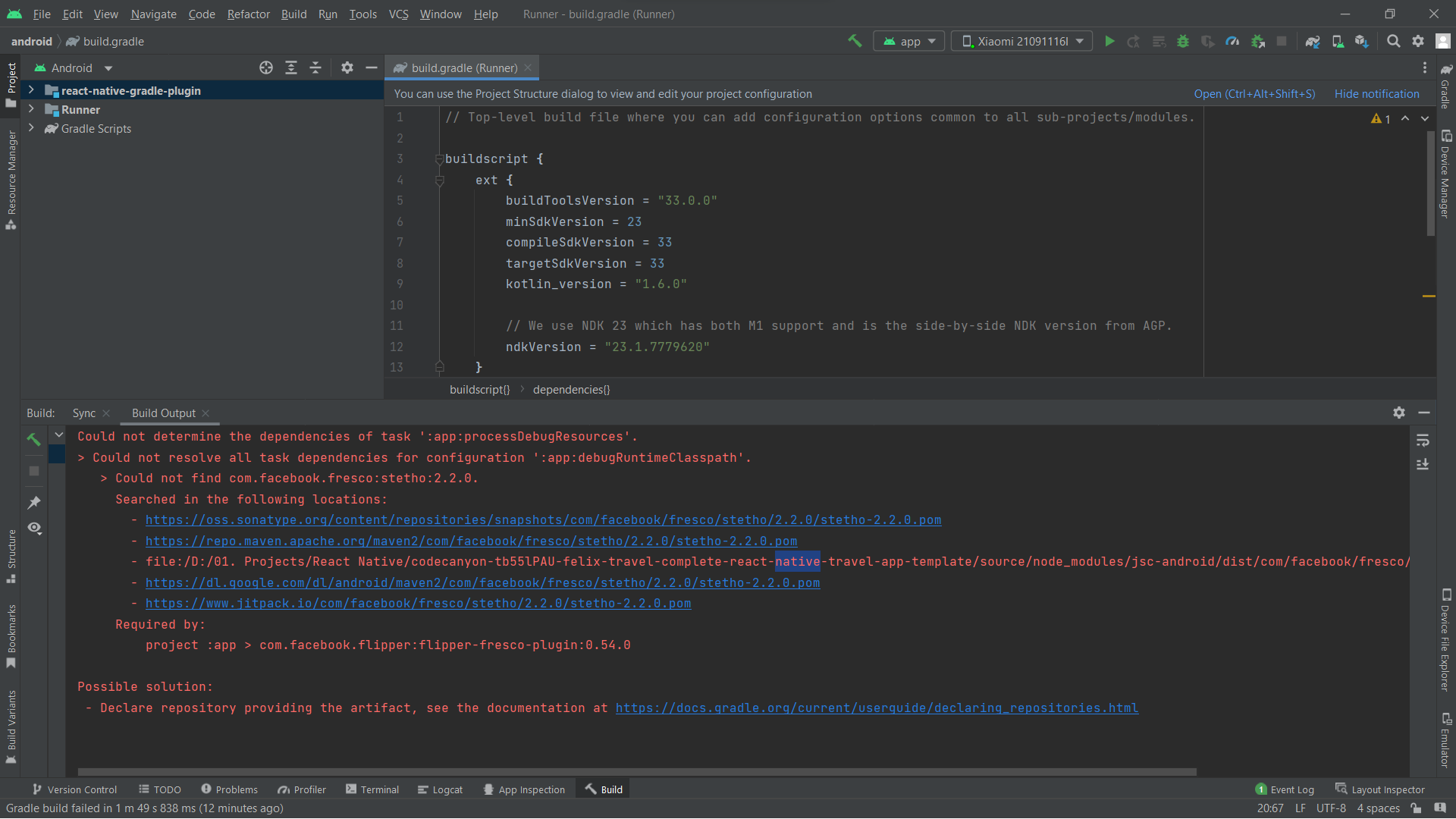 I am getting this error while running the program: Could not determine ...