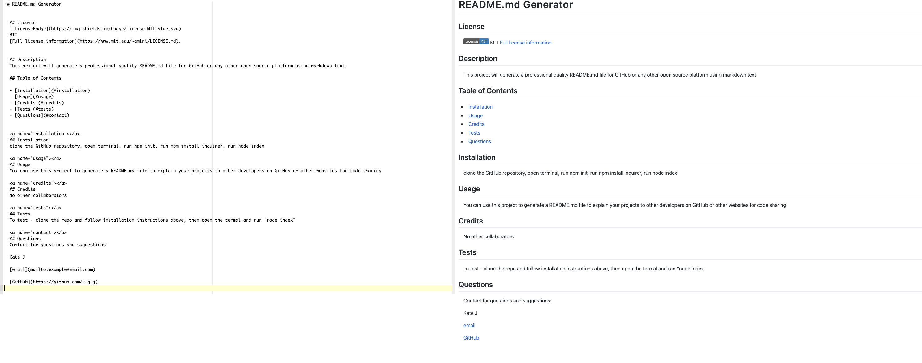 GitHub KGJ/readmegenerator