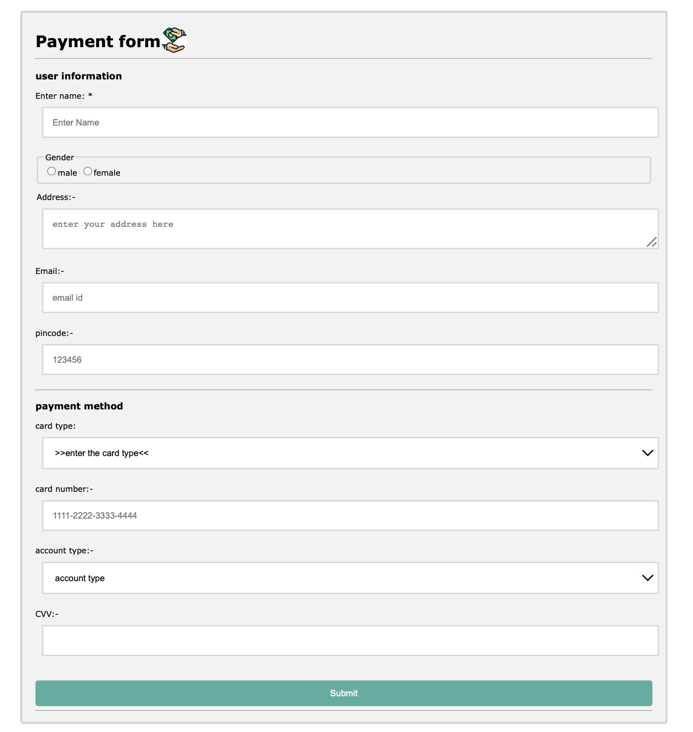 GitHub - Akshit4109/payment_form: made a payment form using html and css