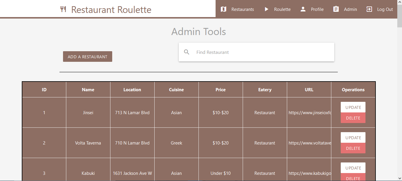 GitHub - ejameszawada/Restaurant-Roulette: Ole Miss Senior Project