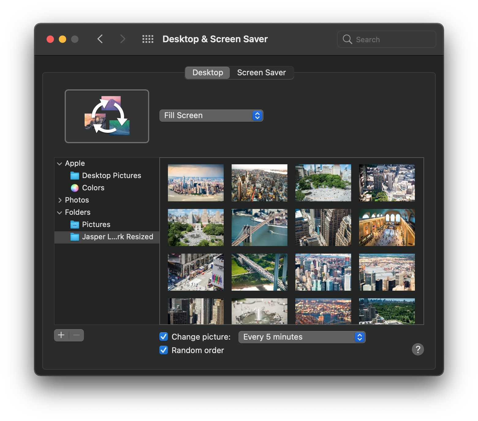 macOS wallpaper settings panel