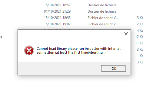 Cannot load library please run inspector with internet connection (at ...
